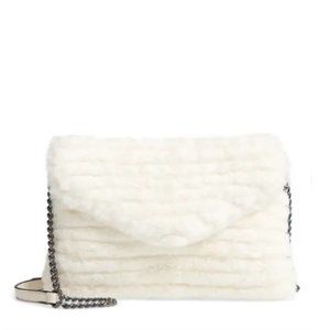 VIOLET RAY NEW YORK Quilted Faux Fur Crossbody Bag